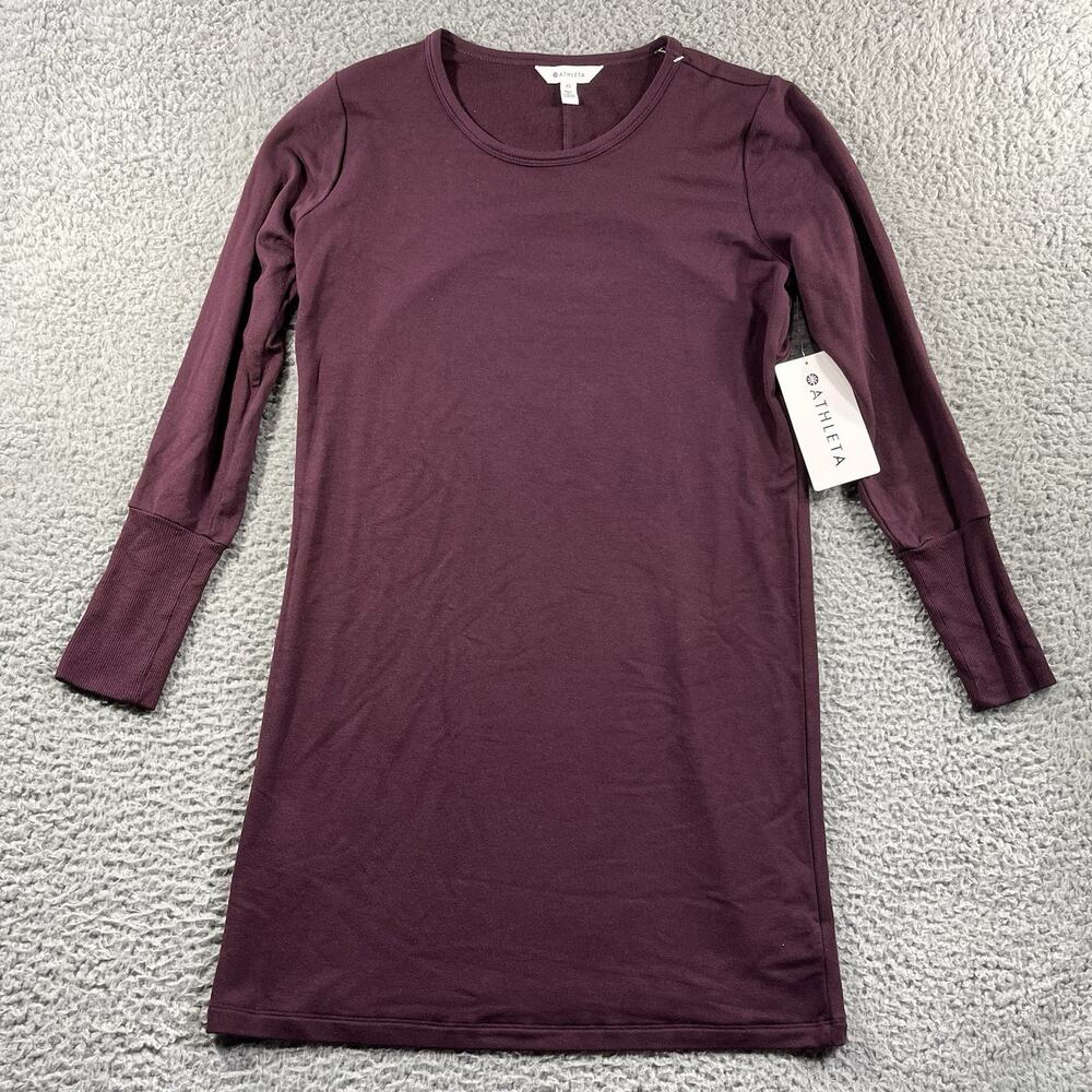 ATHELTA CROSSOVER SWEATSHIRT DRESS WOMENS XS BURGUNDY NWT NEW MODAL SPANDEX TOP